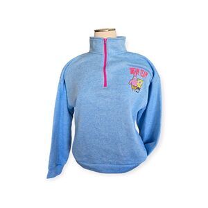 SPONGEBOB SQUAREPANTS Blue Fleece 1/4 Zip Pullover Top Women's MEDIUM